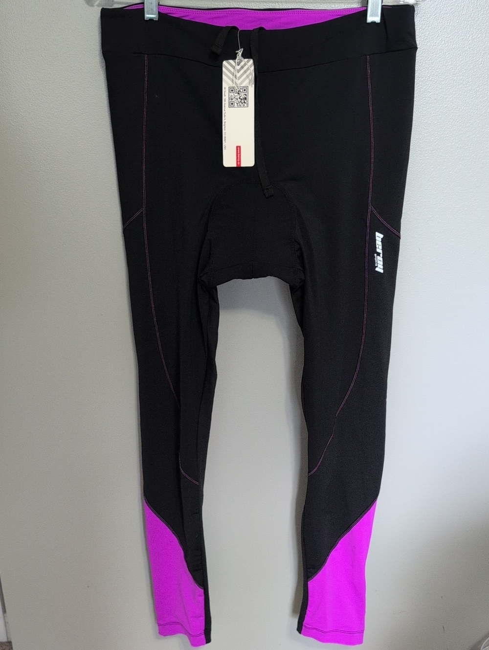 NWT Beroy Womens 2XL Padded Cycling Pants Leggings Reflective Black Purole Seat